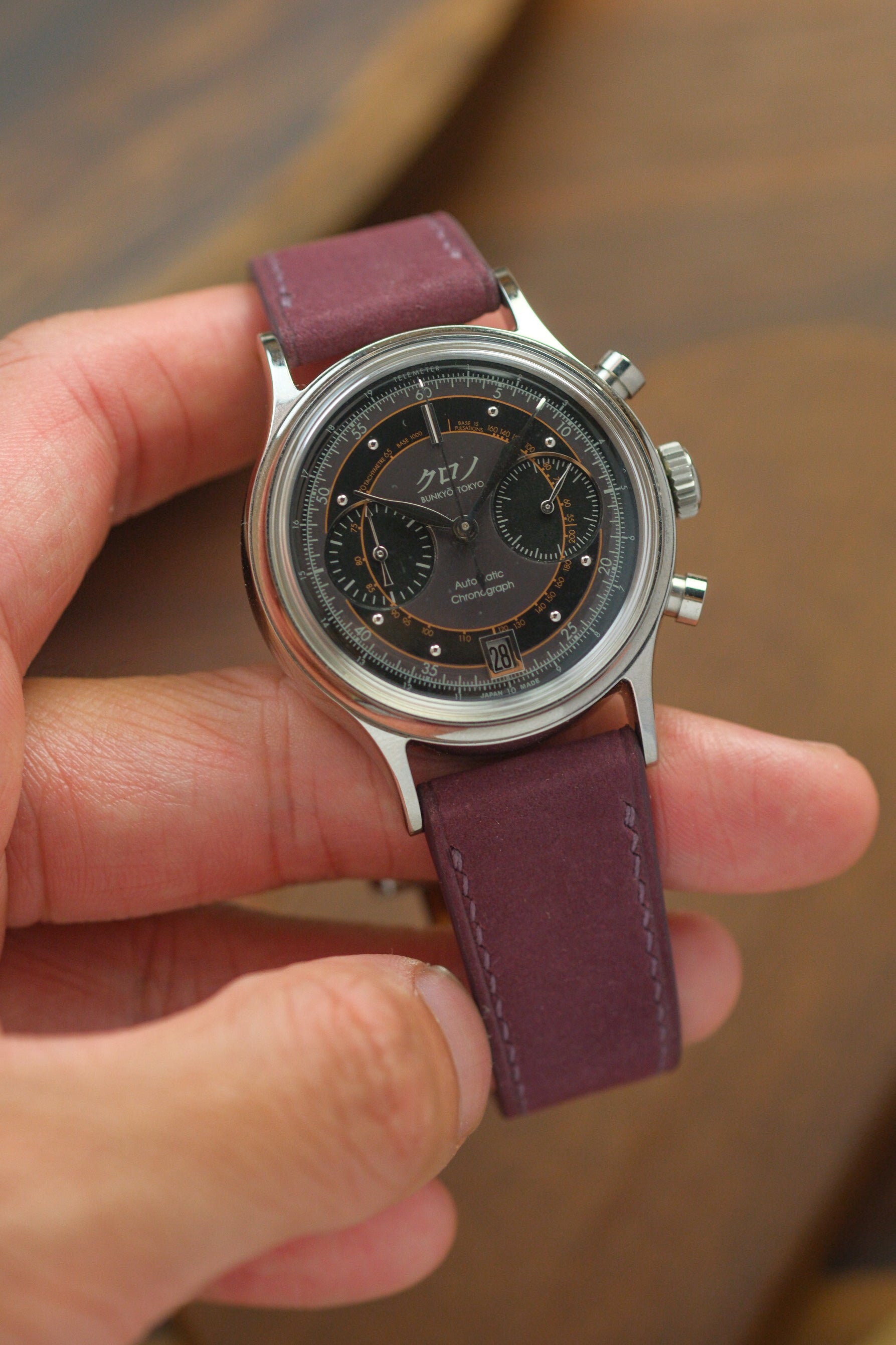 Cassis Purple Nubuck Leather Strap