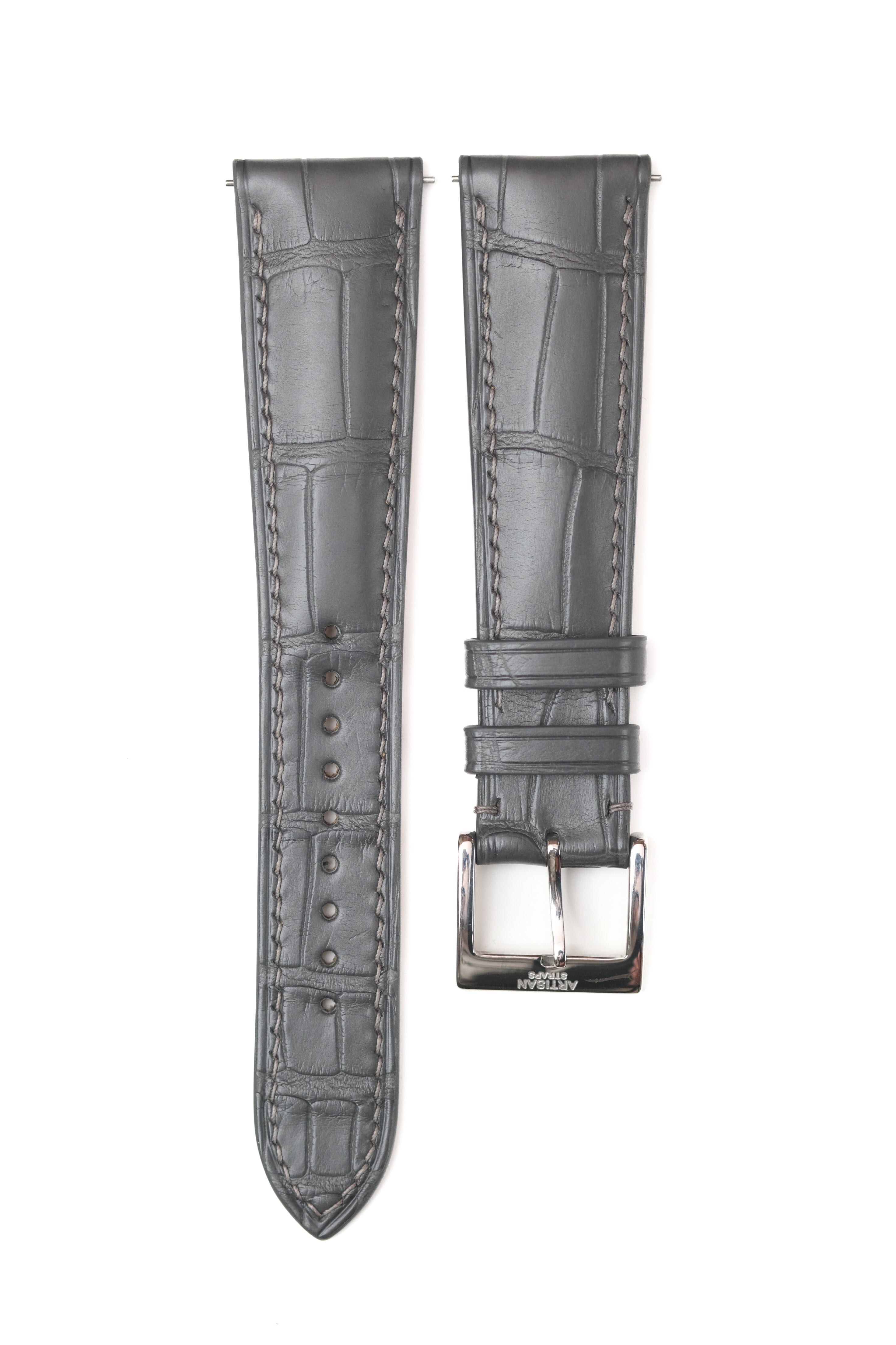 HERMES Black Padded Crocodile Watch Strap