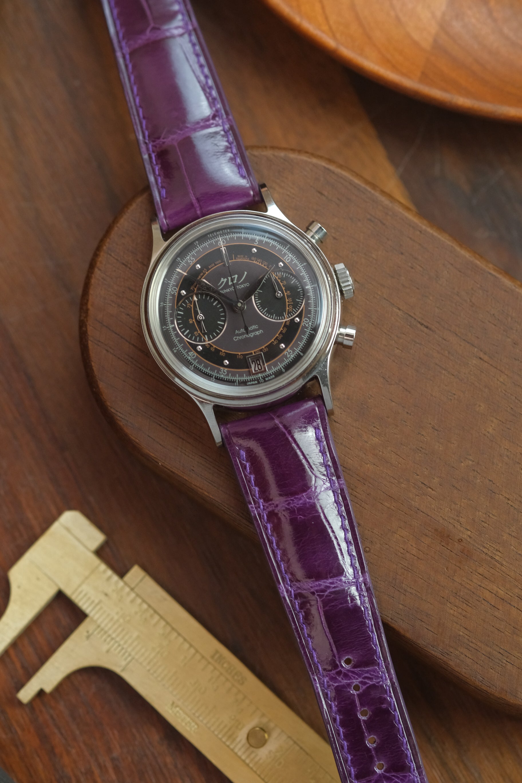 Purple Glazed Crocodile (Padded) Leather Strap