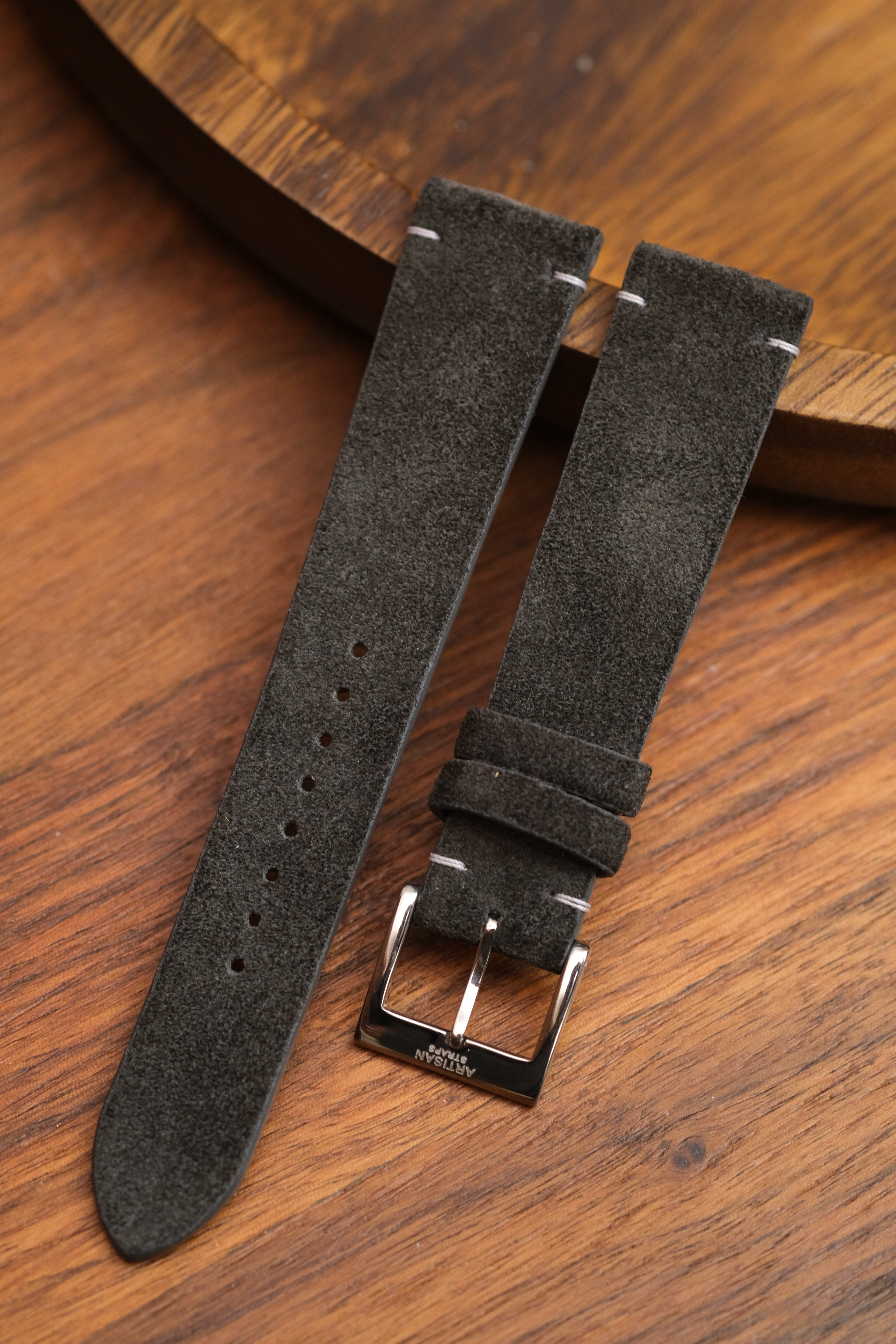 Deep Grey Suede Two Stitch Leather Strap