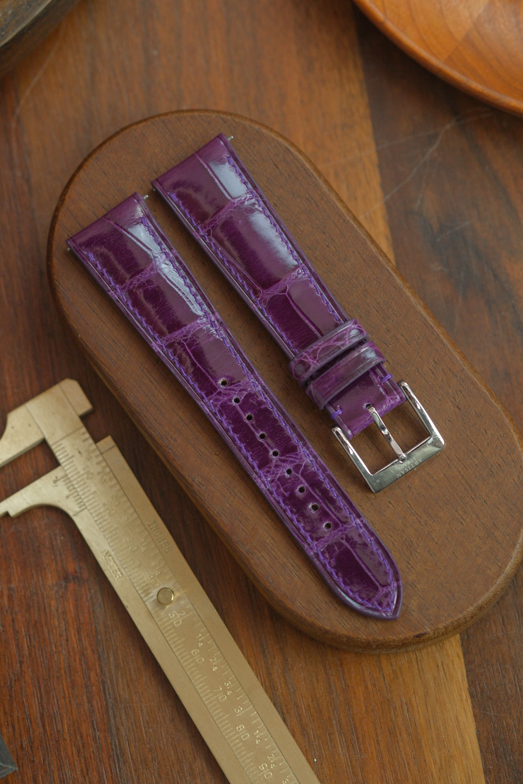 Purple Glazed Crocodile (Padded) Leather Strap