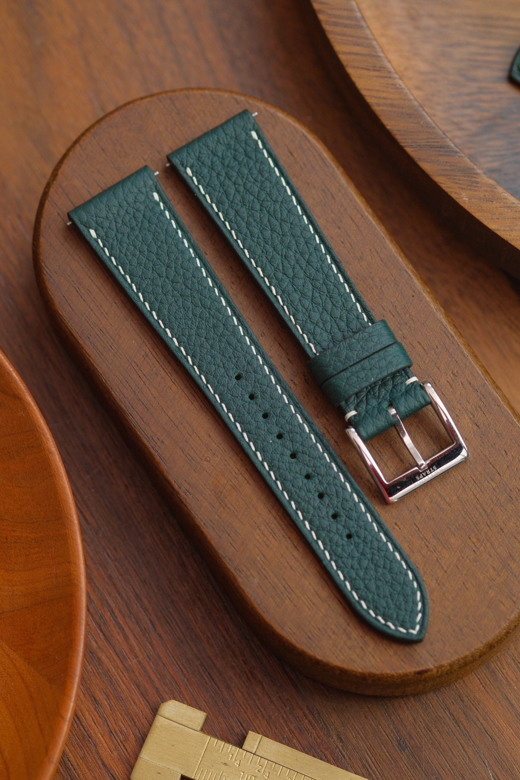 Dark Green Shrunken Calf Leather Strap