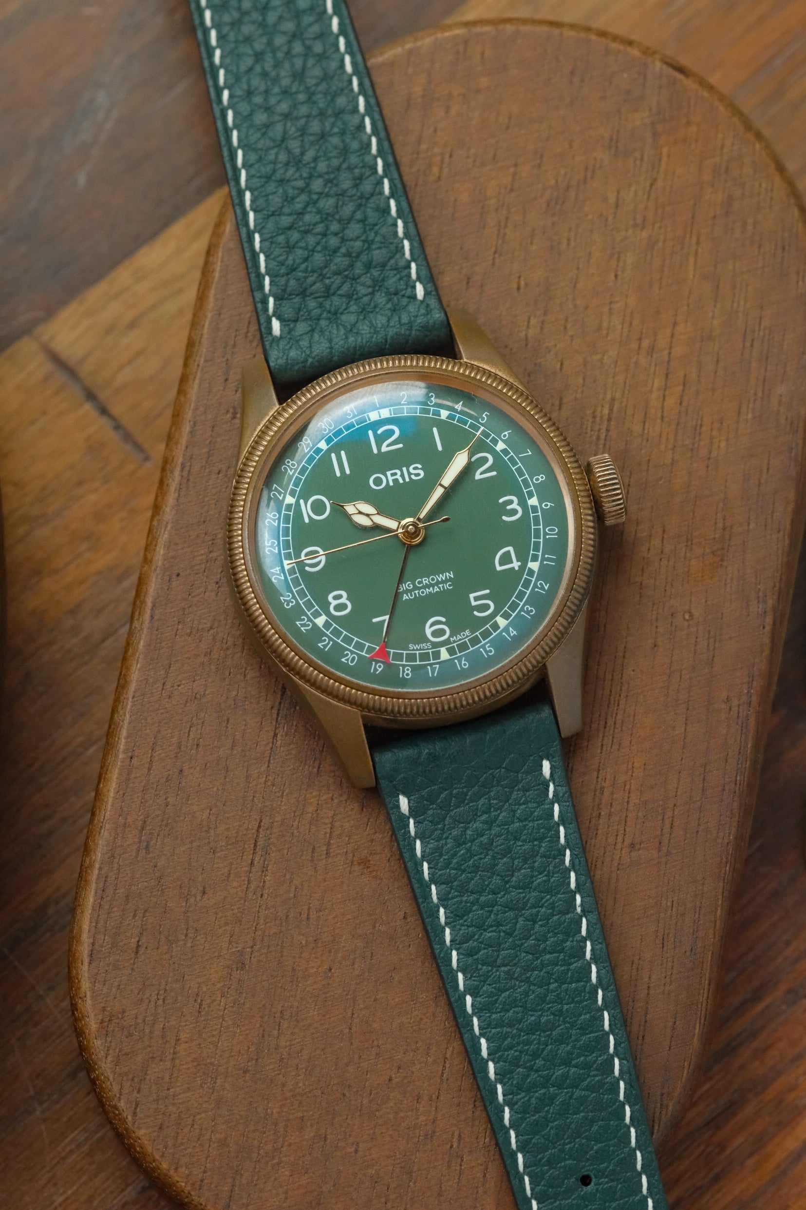 Dark Green Shrunken Calf Leather Strap