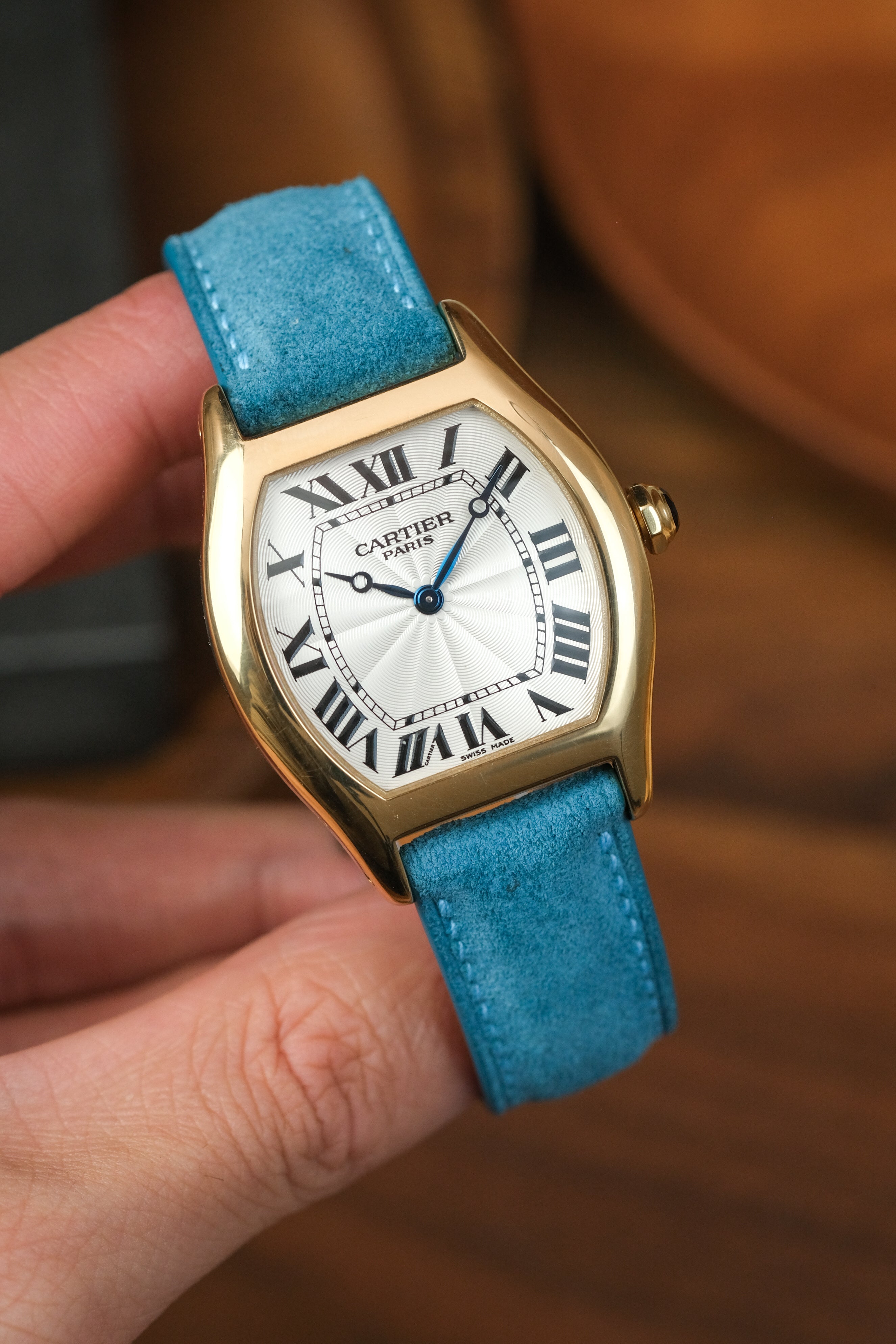 [NEW] Aqua Blue Suede (Padded) Leather Strap