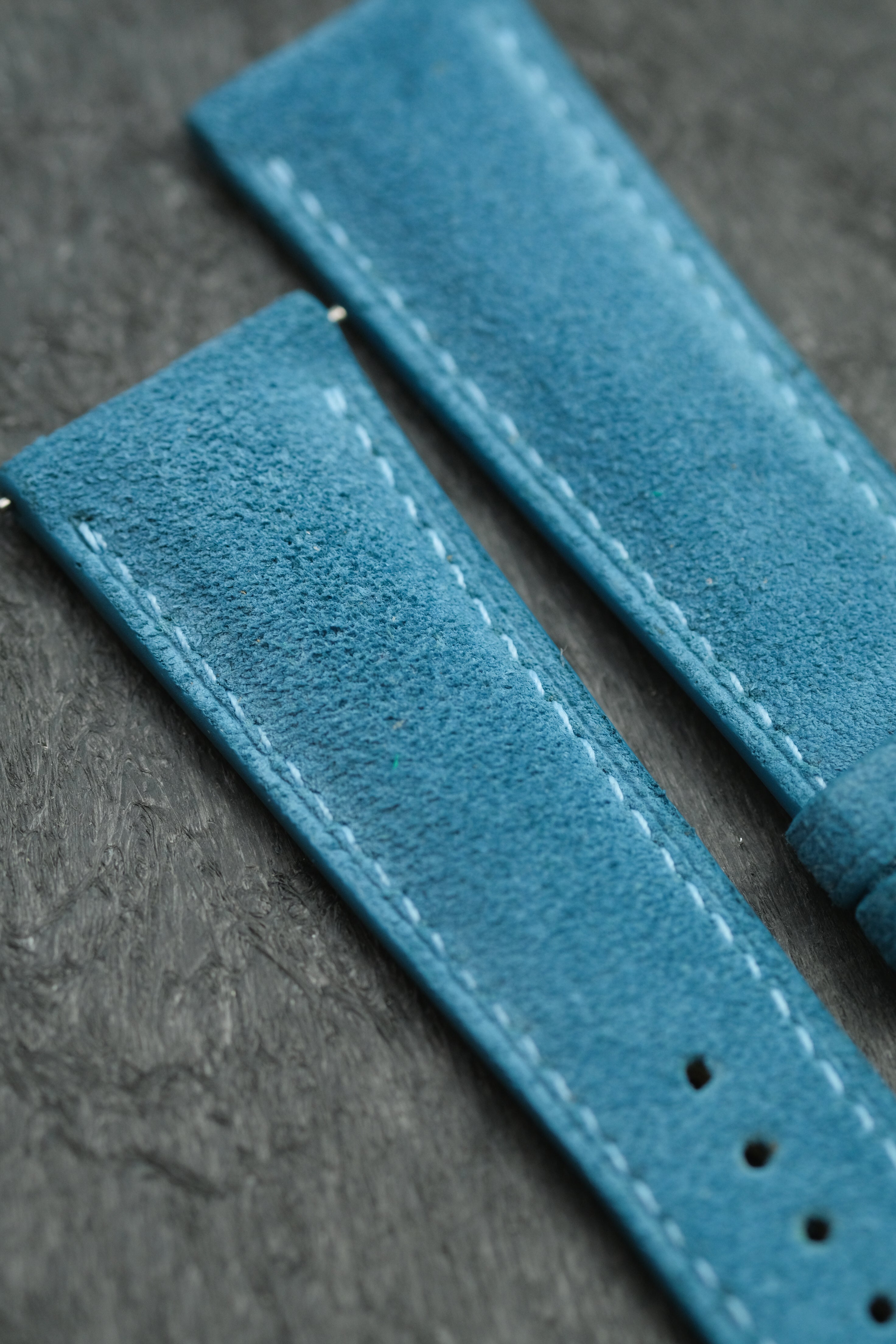 [NEW] Aqua Blue Suede (Padded) Leather Strap