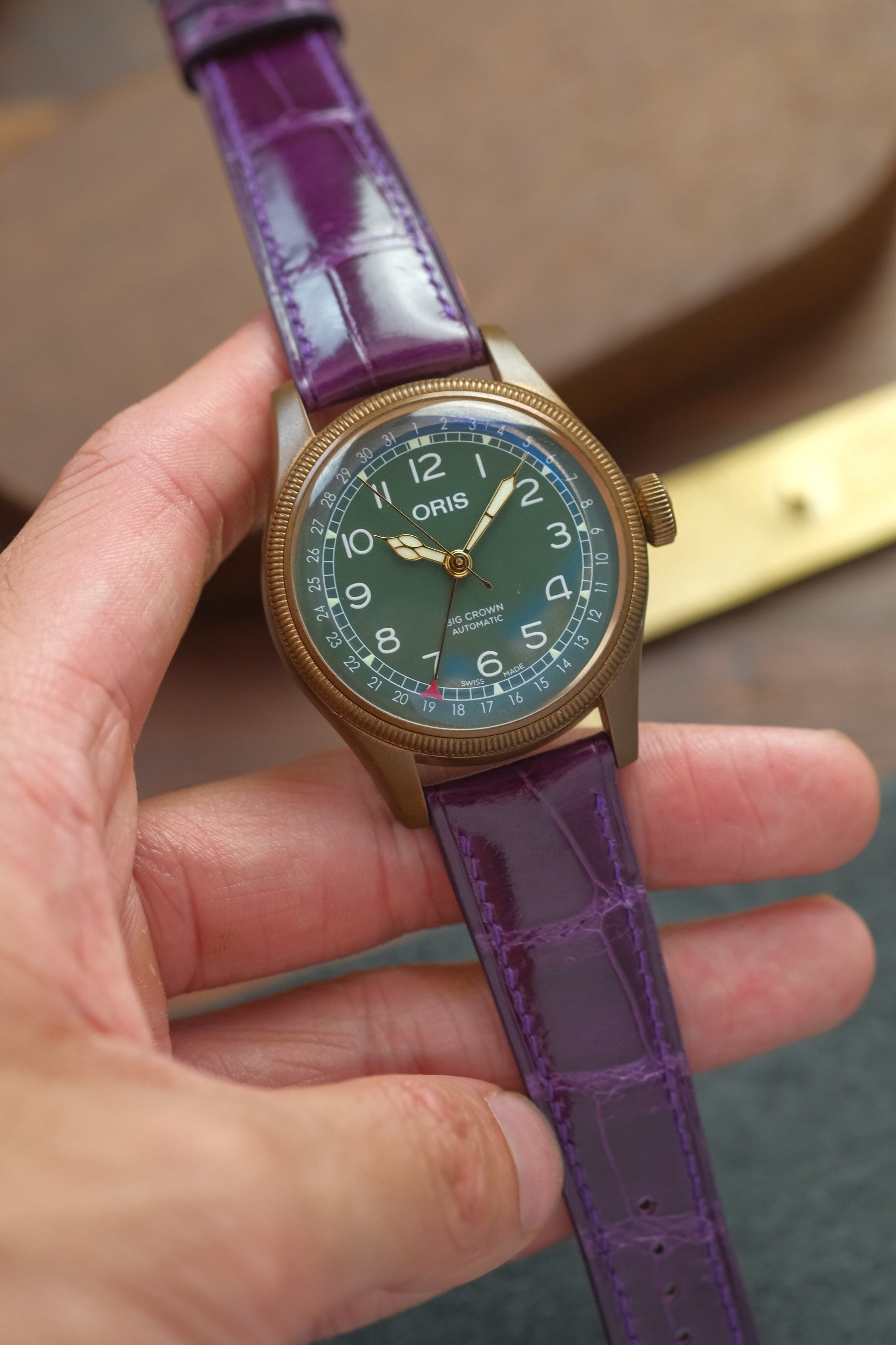 Purple Glazed Crocodile (Padded) Leather Strap