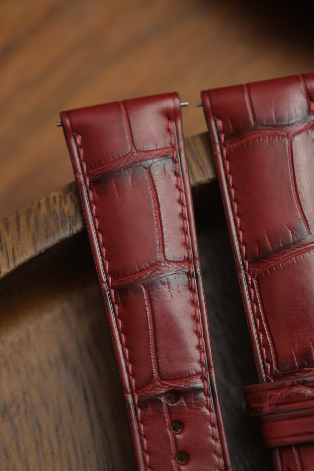 Handcrafted Full Grain Leather Strap, USA - Stitched Crossbody Strap Chili Pepper / Contrasting / 48