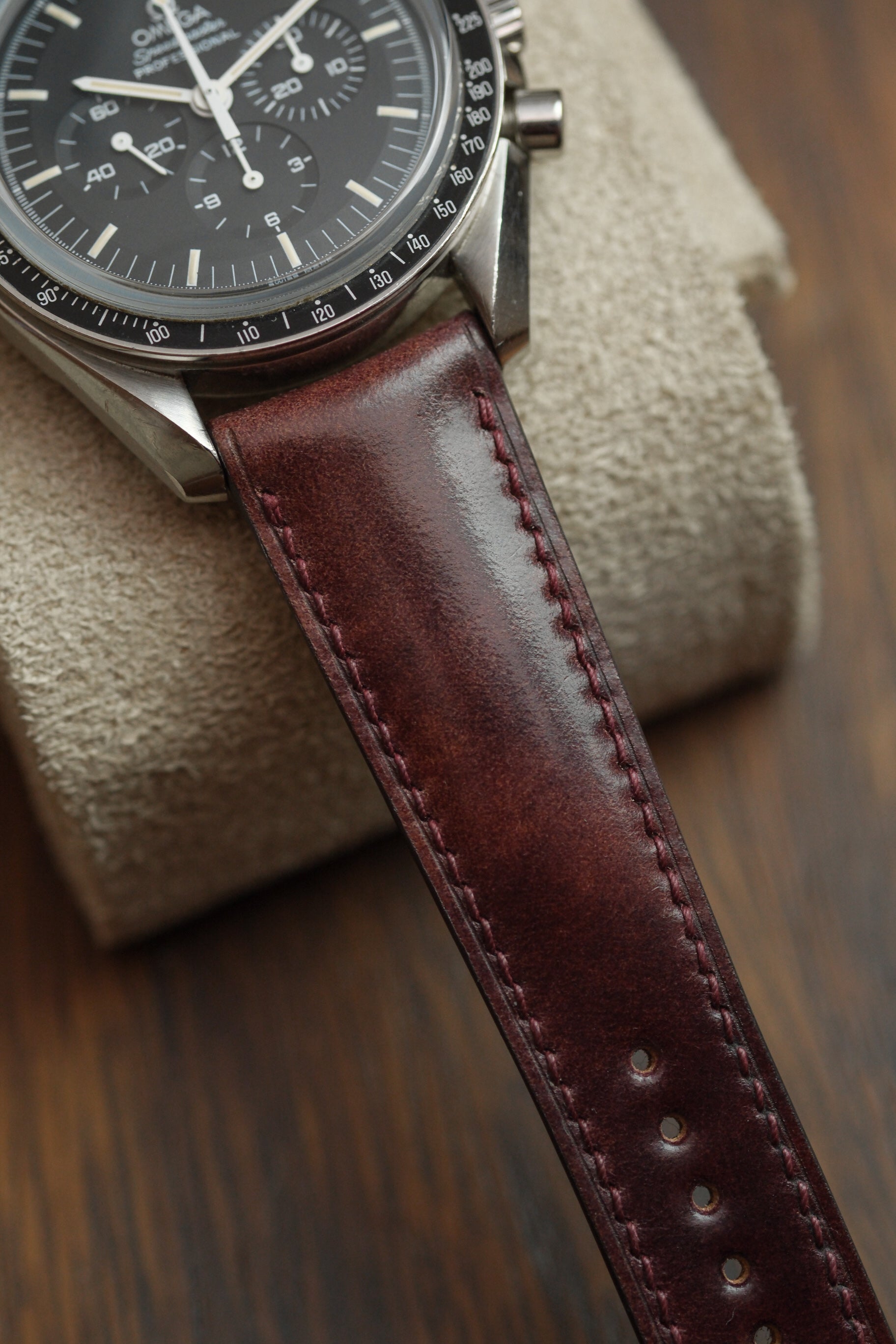 Burgundy Museum Shell Cordovan (Padded) Leather Strap