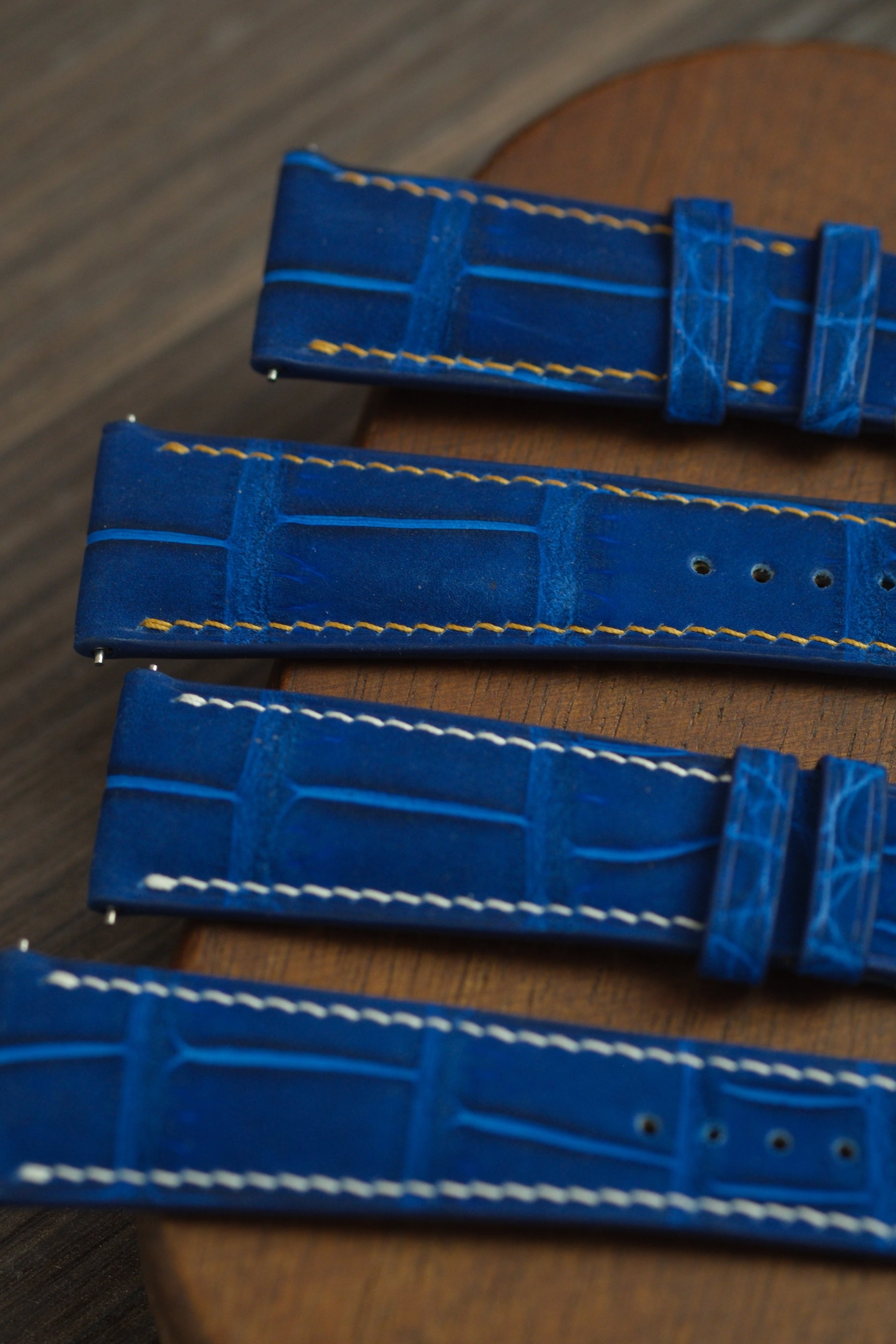 Cobalt Blue Nubuck Alligator (Padded) Leather Strap