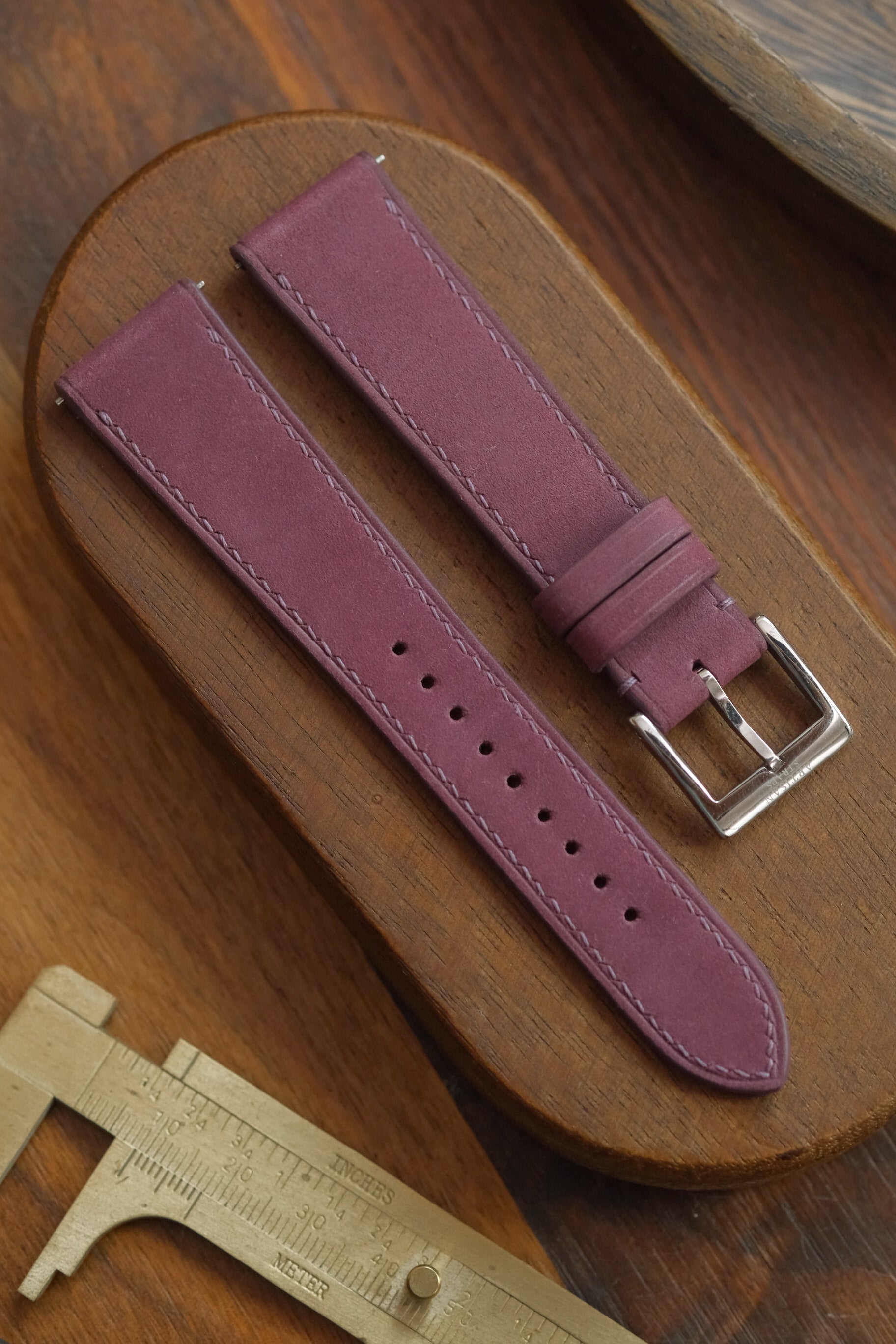 Cassis Purple Nubuck Leather Strap