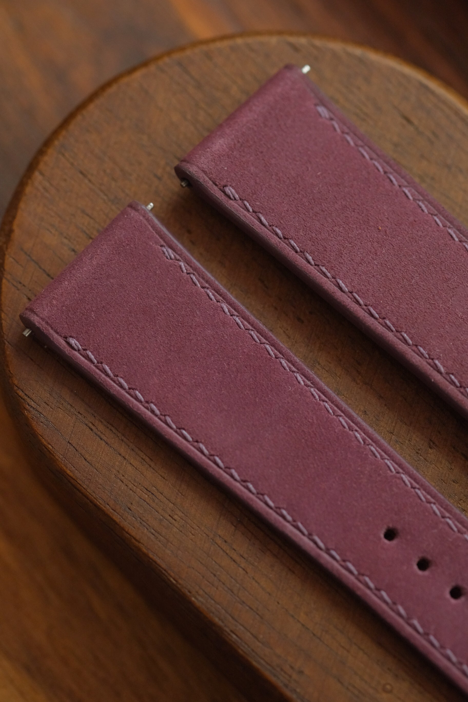 Cassis Purple Nubuck Leather Strap