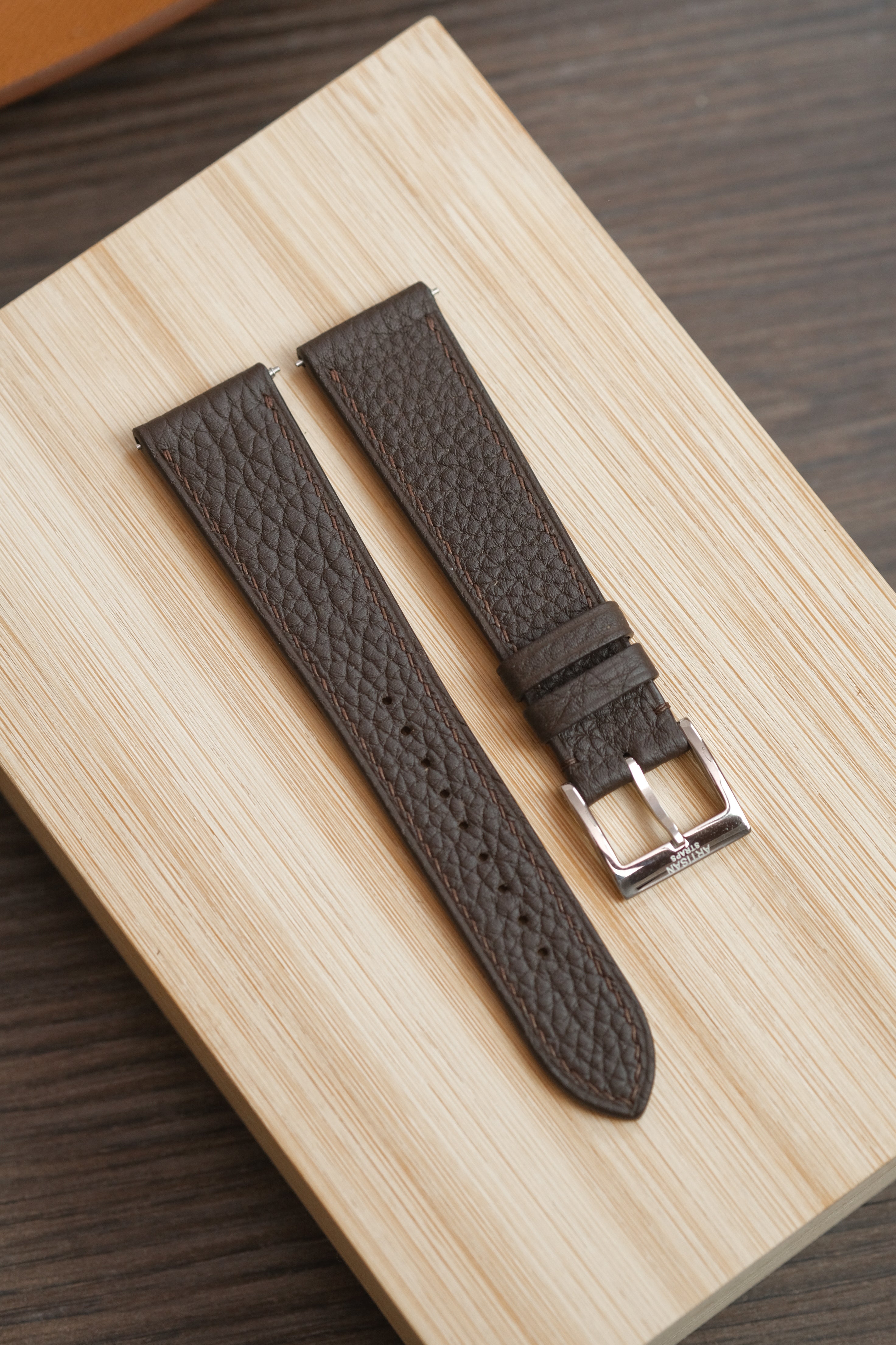 Dark Brown Shrunken Calf Leather Strap