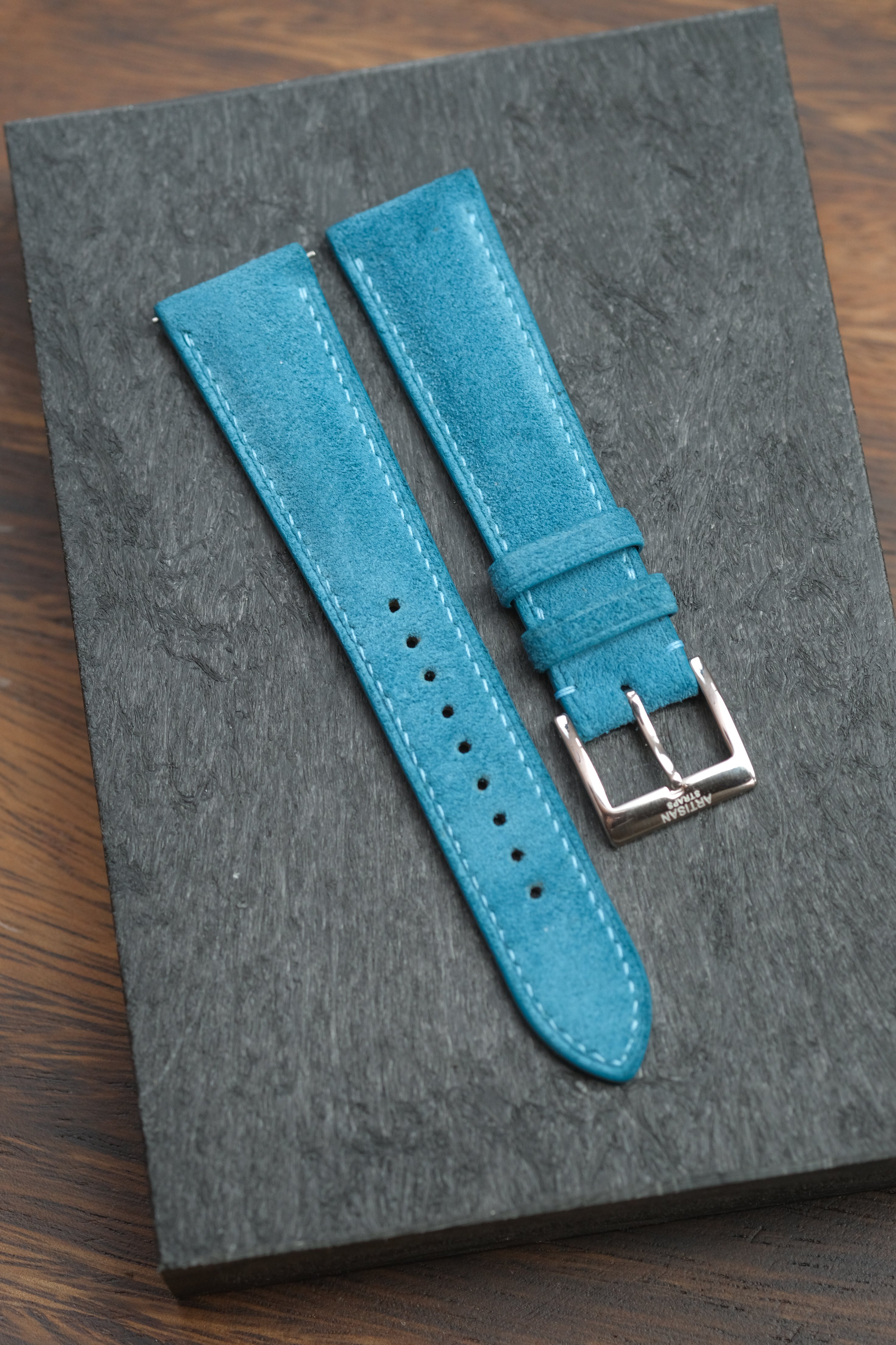 [NEW] Aqua Blue Suede (Padded) Leather Strap