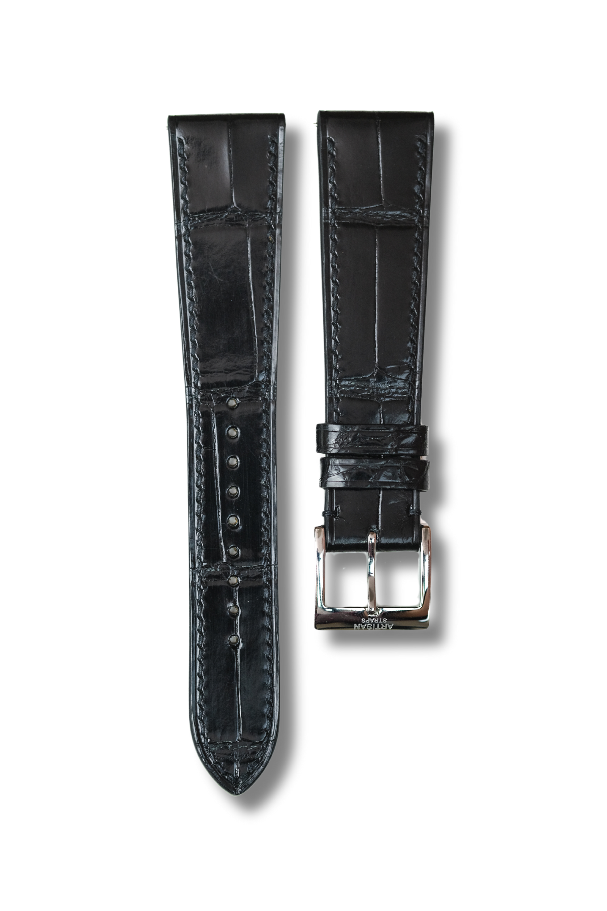 Black Glazed Alligator Leather Strap