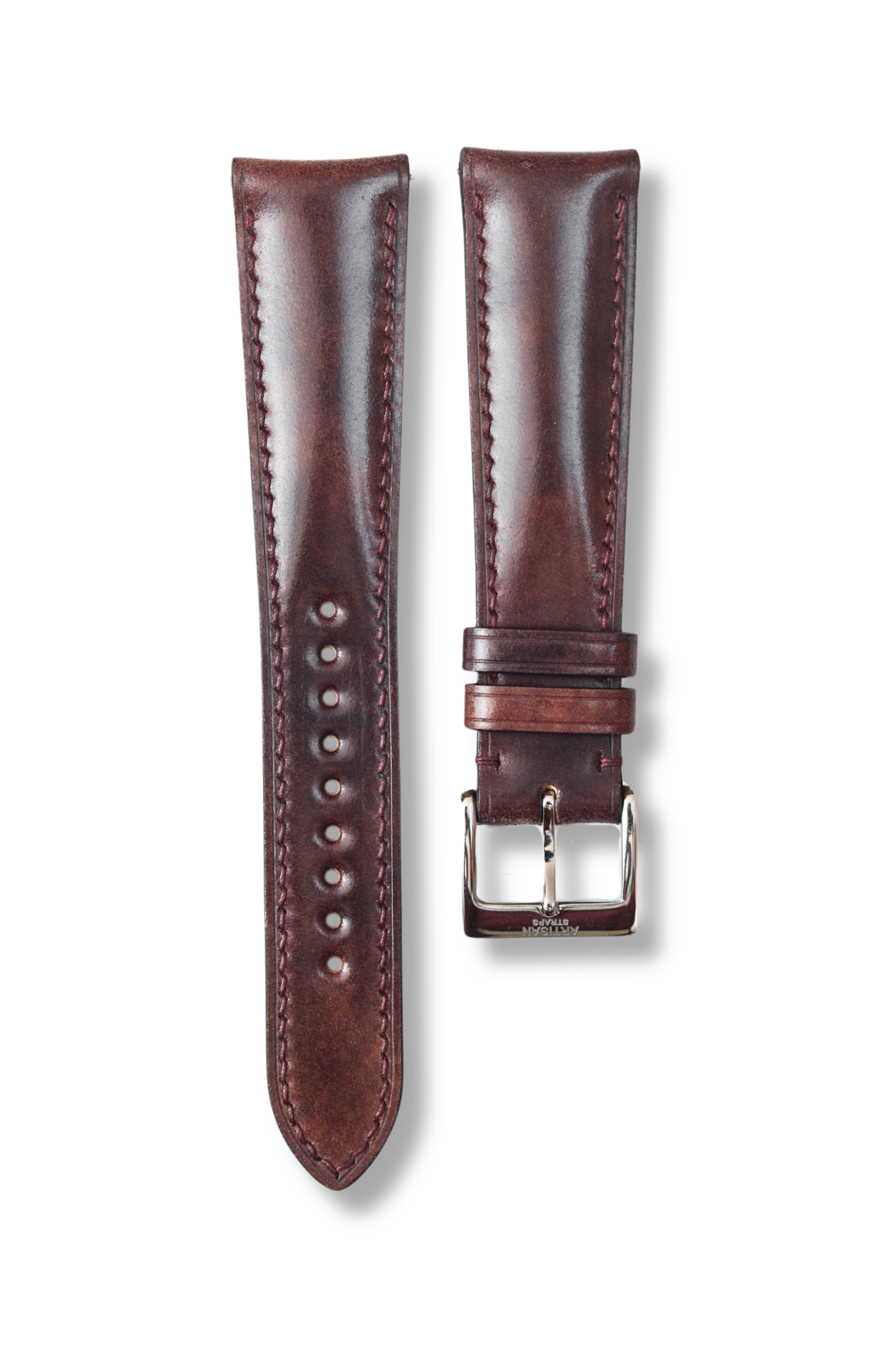 Burgundy Museum Shell Cordovan (Padded) Leather Strap