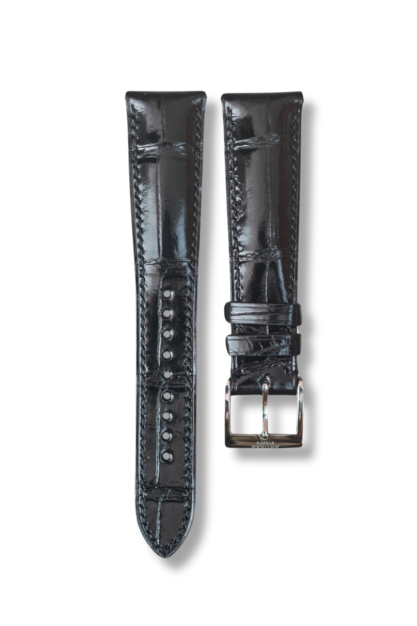 Black Glazed Alligator (Padded) Leather Strap