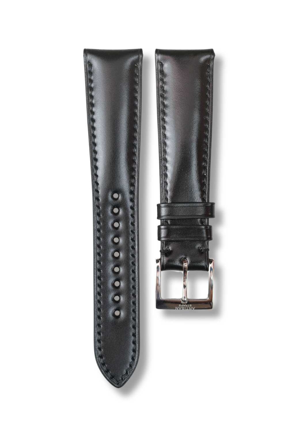 Black Shell Cordovan Padded Leather Strap MTO