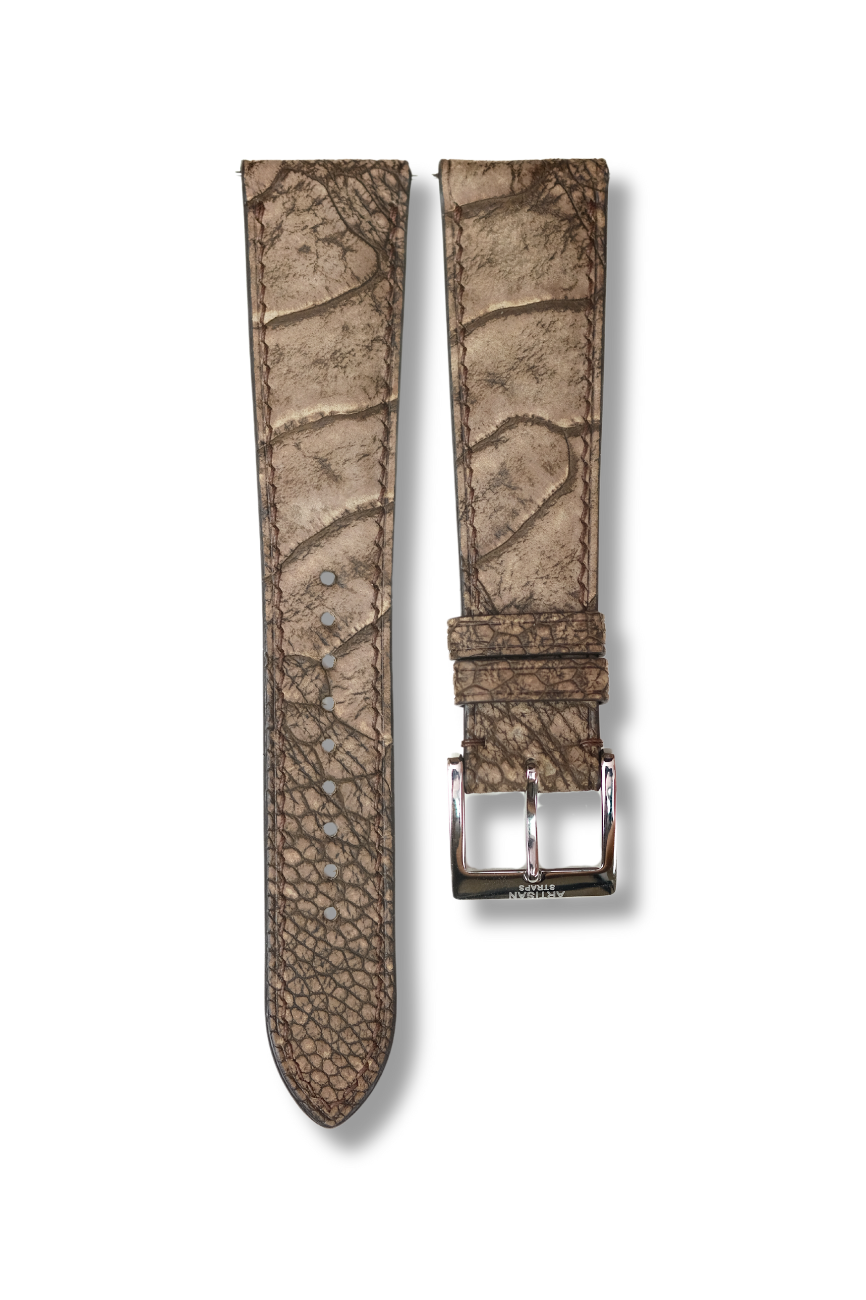 Dark Brown Nubuck Ostrich Leg (Padded) Leather Strap