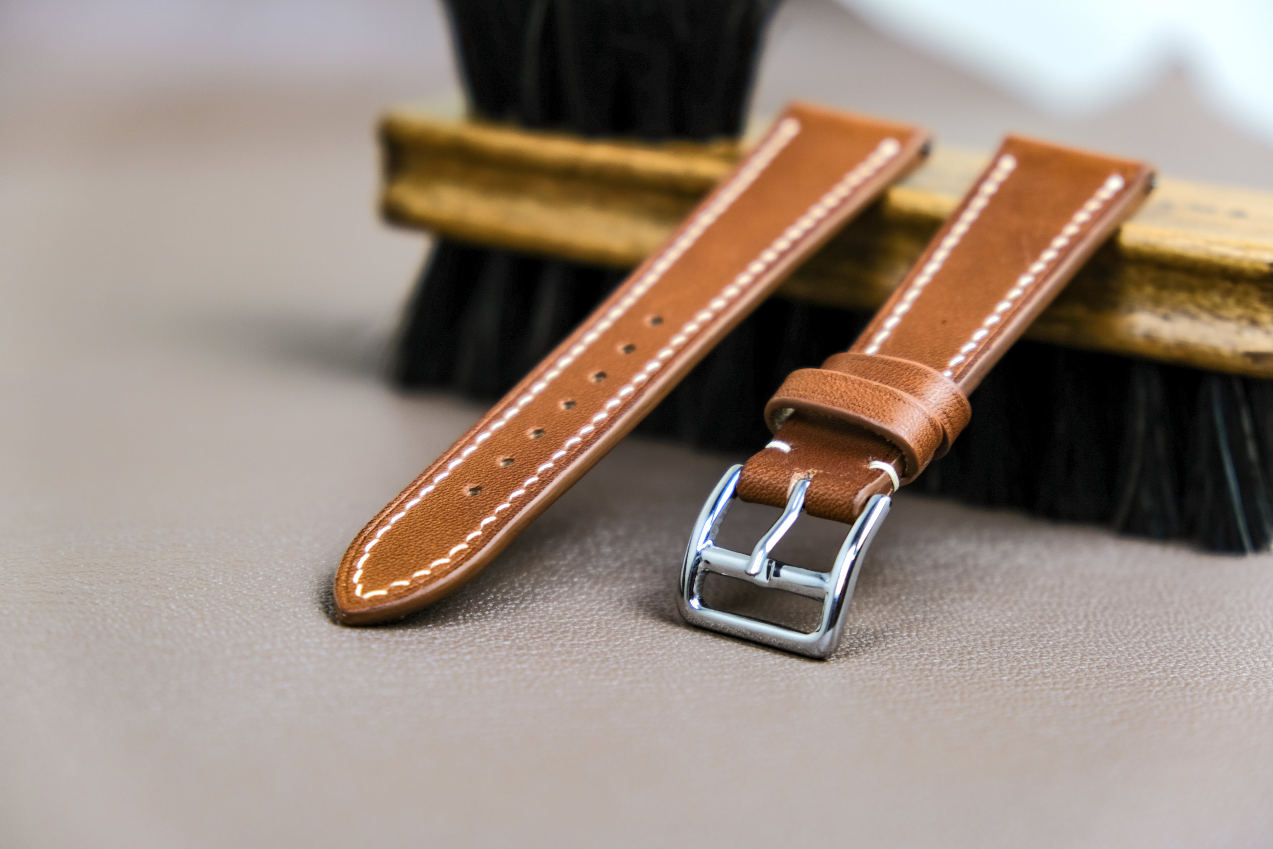 Brown novo nappa calfskin leather strap - 22 mm 438X