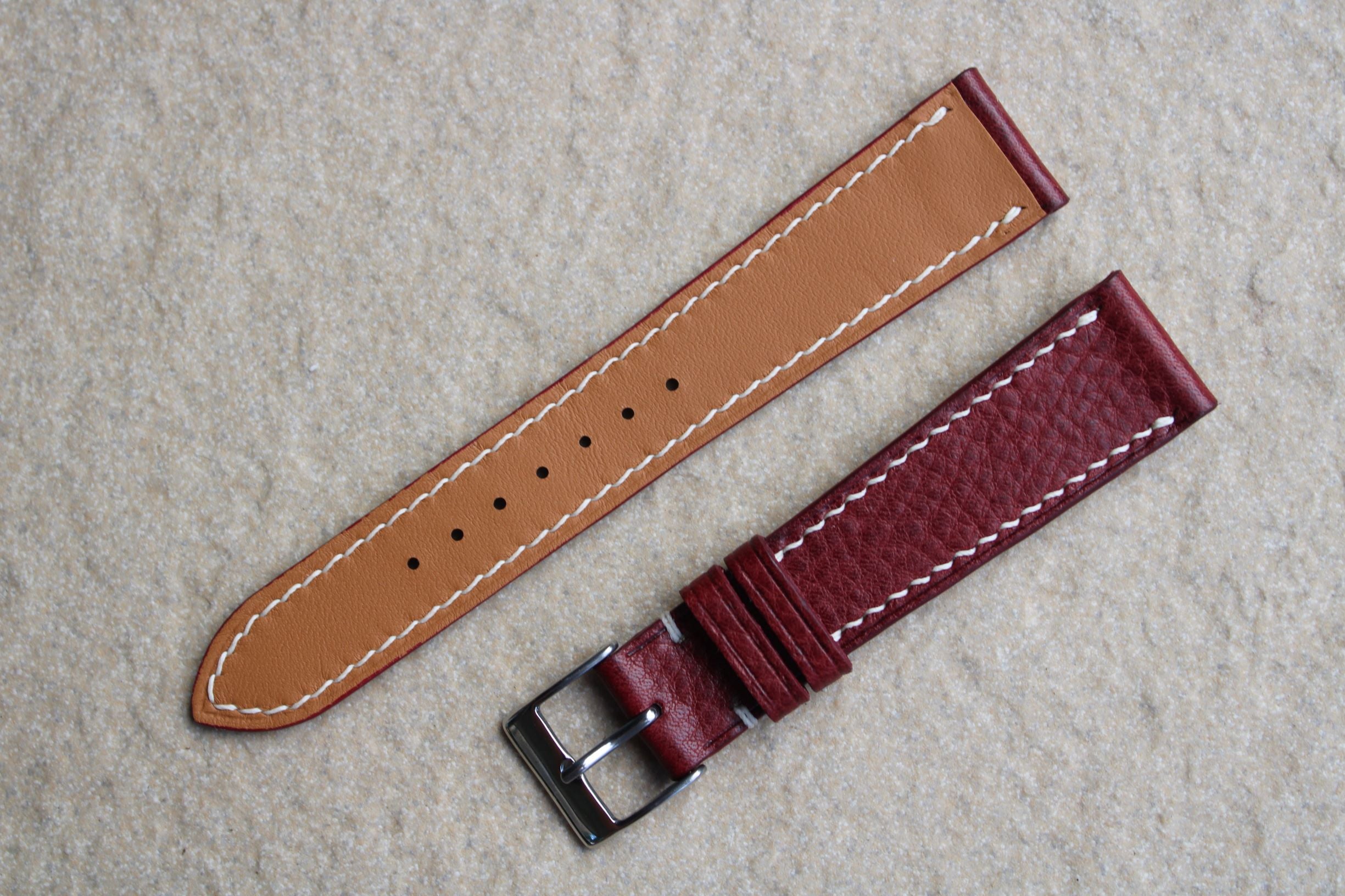 Box Calf Burgundy Leather Watch Strap 