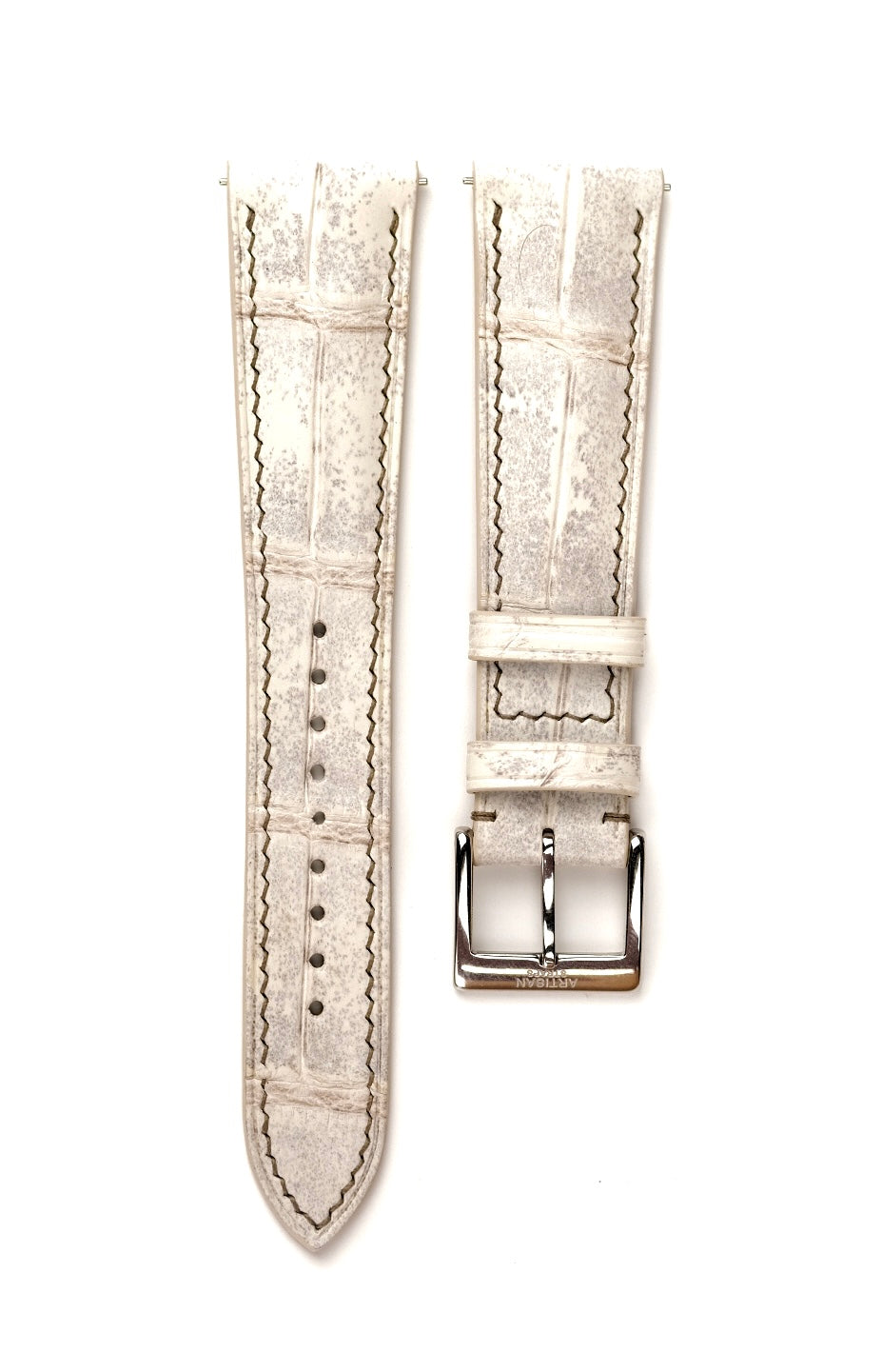 Handmade Handstitched Watch Strap In Natural Himalayan Crocodile