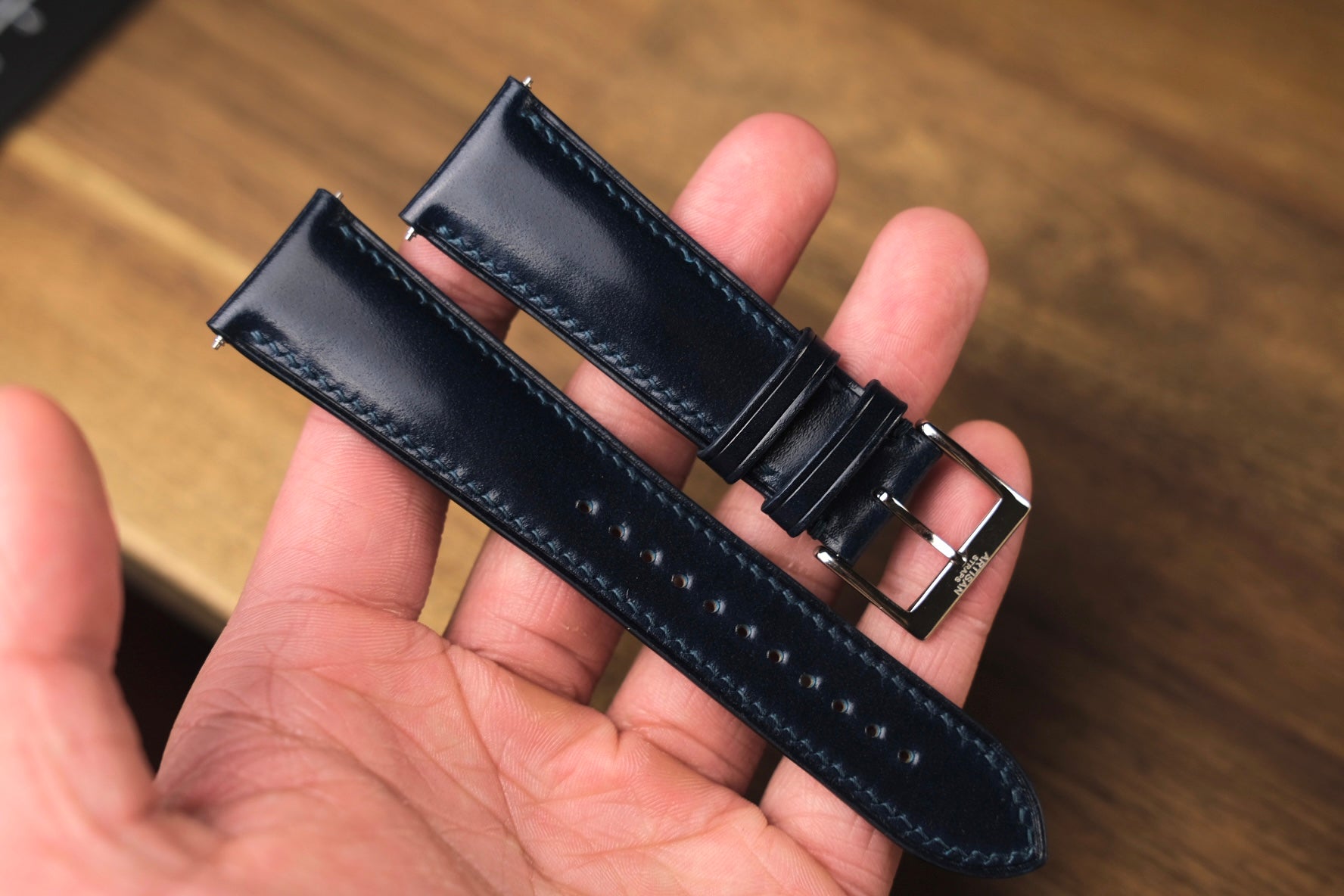 Blue shell discount cordovan watch strap